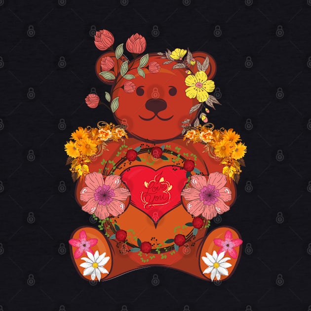 A Bear And The Vintage Flowers suitable for tshirt sweatshirt sweaters and hoodies for man women and kids by KILY-Tshirt